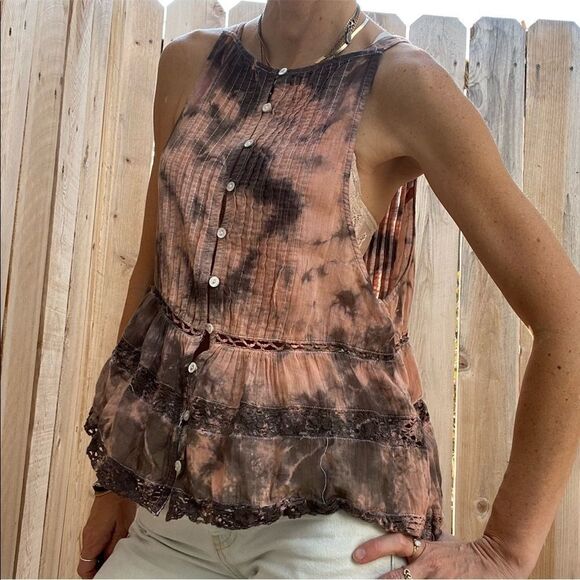 Free people tie dye sleeveless blouse size small - Picture 5 of 11